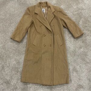 Vintage Classic Tan Camel Double-Breasted Coat